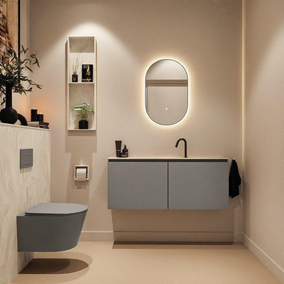MONDIAZ TURE-DLUX 120cm toiletmeubel Smoke. EDEN wastafel Ostra positie midden. Met 1 kraangat.