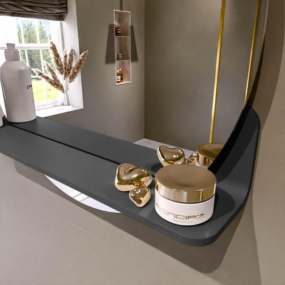 Mondiaz SPOT spiegel – Ø60 cm – met planchet – Dark grey (grijs)