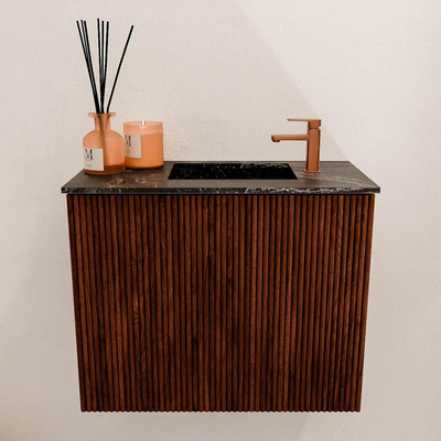 Mondiaz JOYA-DLUX 50cm toiletmeubel - kleur Ruby - Wastafel FAYE positie Rechts 1 kraangat kleur Lava.