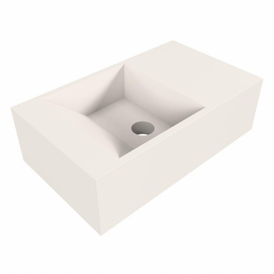 Mondiaz TYNE 40cm lave-mains solid surface couleur LINEN. Position lavabo à droite
