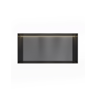 Hotbath &MORE Boîte encastrée ou niche encastrée 30x60x10cm sans cadre + LED PVD noir brossé
