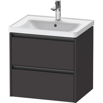 Duravit Ketho.2 Wastafelonderbouwkast - met 2 laden - 58.4x45.5x54.9cm - met grepen antracietgrafiet - supermat grafiet (grijs)