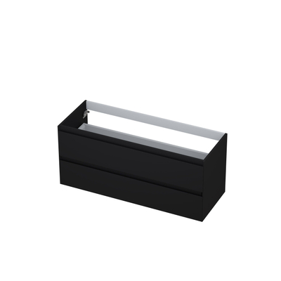 INK Wastafelonderkast - 120x45x52cm - 2 lades - greeploos - MDF lak - Zwart mat