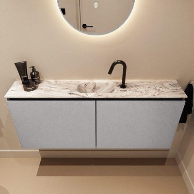 MONDIAZ TURE-DLUX 120cm meuble WC Plata. EDEN vasque Glace position milieu. Avec 1 trou de robinet.