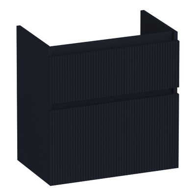 BRAUER Delight Wavy wastafelonderkast ondiep 60 2 softclose lades - greeploos - 1 sifon uitsparing - mat zwart
