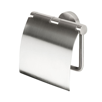 Geesa Nemox Set d'accessoires WC - Brosse de toilette avec support - Porte-rouleau de toilette avec couvercle - Crochet à serviette - inox brossé