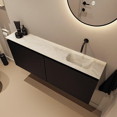 MONDIAZ TURE-DLUX Meuble de toilettes 120 cm Urban. EDEN lavabo Ostra position droite. Sans trou de robinet.