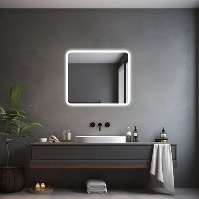 FugaFlow Eccelente Arredo Badkamerspiegel - 60x70cm - met afgeronde hoeken - horizontale / verticale plaatsing - indirecte LED verlichting - spiegelverwarming - Infrarood-sensor aan onderzijde