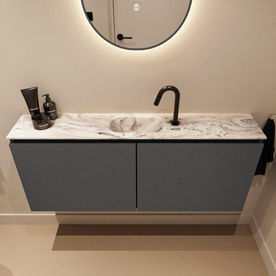 MONDIAZ TURE-DLUX meuble de toilettes 120 cm Dark Grey. Lavabo EDEN Glace position centrale. Avec 1 trou de robinet.