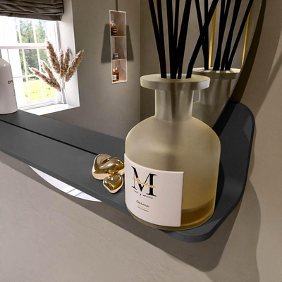 Mondiaz SPOT spiegel – Ø70 cm – met planchet – Dark grey (grijs)