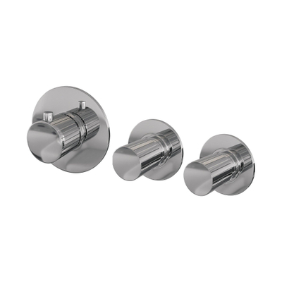 BRAUER Stripe Mitigeur thermostatique de baignoire - SET 01 - encastré - bec - douchette à main sur barre - flexible de douche - coude mural - chrome