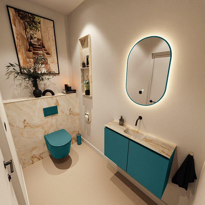MONDIAZ TURE-DLUX 80cm toiletmeubel Smag. EDEN wastafel Frappe positie midden. Zonder kraangat.