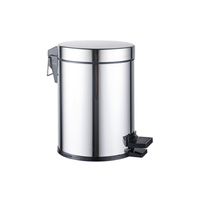 FugaFlow Eccelente Ensemble accessoires pour toilettes - porte-rouleau de papier toilette - avec couvercle - poubelle à pédale - 5 litres - chrome