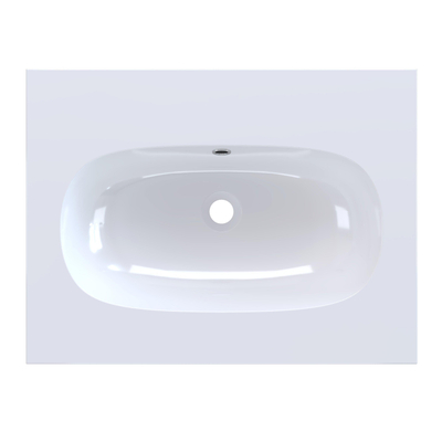 Arcqua Oval Lavabo encastré - 61x46x1.5cm - vasque simple - sans trou de robinet - marbre de synthèse - blanc brillant