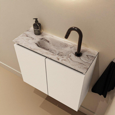 MONDIAZ TURE-DLUX 60cm toiletmeubel Talc. EDEN wastafel Glace positie midden. Met 1 kraangat.