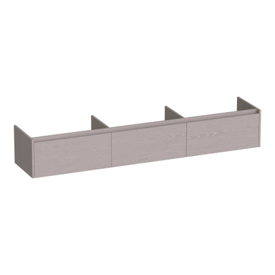 BRAUER Embrace wastafelonderkast - 219.8x35x45.5cm - met 3 softclose lades - greeploos - 0 sifon uitsparingen - Timber Greige