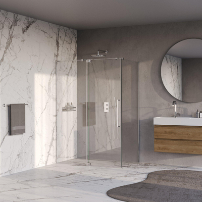 BRAUER Stellar Cabine de douche - 140x90x200cm - porte battante - revêtement verre - réversible - verre clair - Chrome