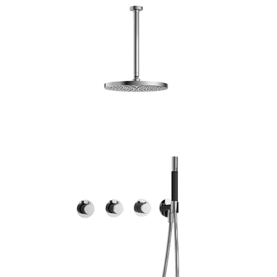 Hotbath Cobber IBS70 Regendoucheset - inbouw - 30cm plafondarm - 30cm ronde hoofddouche - staafhanddouche - hoogglans chroom