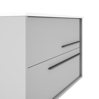 Saniclass Prime Essential Meuble sous lavabo - 80x55x46cm - 2 tiroirs - Poignée standard - MDF - mat greige (gris)