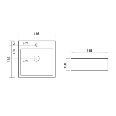 Best Design Class Lavabo 41x41x15cm avec 1 trou pour robinet porcelaine Blanc