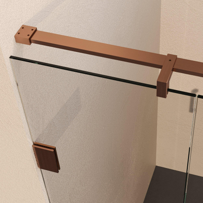 BRAUER Void Carving Nisdeur - 2-delig - 140x200cm - 70cm draaideur aan muur - glascoating - omkeerbaar - helder glas - geborsteld koper PVD