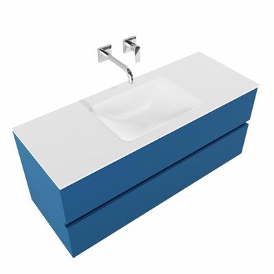 ENSEMBLE DE MEUBLE MONDIAZ VICA - 120cm - 2 tiroirs - lavabo Cloud au centre - 0 trous de robinet - solid surface jeans