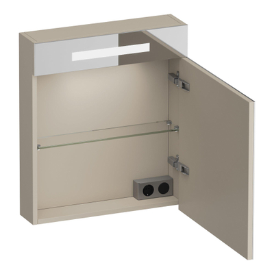 BRAUER Promise spiegelkast – 59x70x15 cm – directe LED boven – rechtsdraaiend – Beige mat