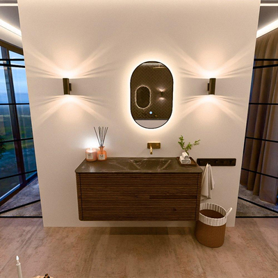 Mondiaz CIRO-DLUX Badkamermeubelset - 120x45x50cm - Solid surface wastafel Lava - 1 wasbak Rechts - zonder kraangaten - 2 lades - Dusk