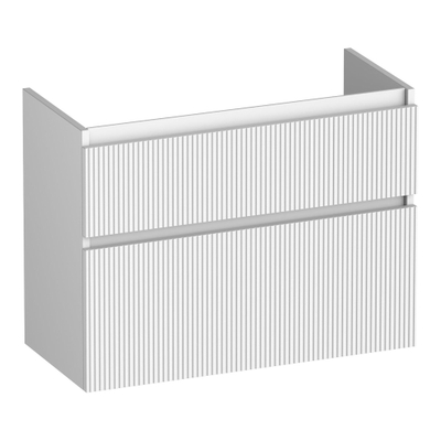 BRAUER Delight Wavy meuble sous lavabo peu profond 80 2 tiroirs softclose - sans poignée - 1 découpe pour le siphon - blanc mat