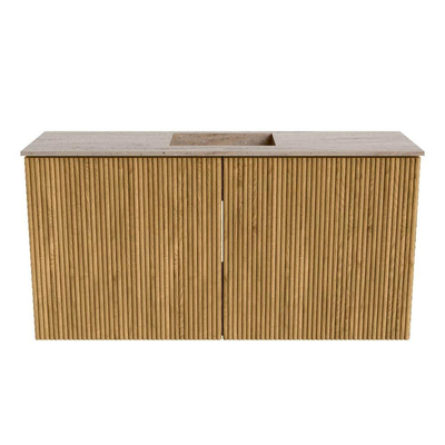 Mondiaz JOYA-DLUX 80cm meuble de salle de bains - couleur Chêne - Vasque FAYE position Milieu Sans trou de robinet couleur Saba.