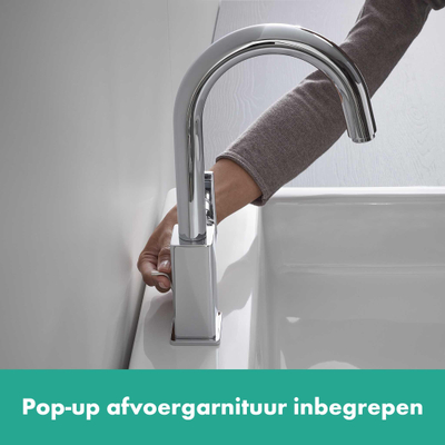 Hansgrohe Vernis Shape 1 greeps wastafelkraan - 210 met draaibare uitloop - met trekwaste - hoogglans chroom