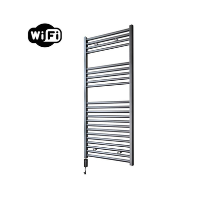 Sanicare HVW Elektrische Radiator - 111.8x60cm - 730W - wifi - thermostaat - zwart - linksonder - gunmetal (antraciet)