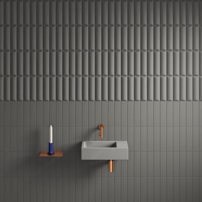 Clou Flush 3 lave-mains 36x18cm sans trou de robinet à droite gris mat céramique.