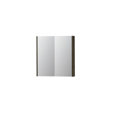 INK SPK2 Spiegelkast - 70x14x74cm - 2 deuren - dubbelzijdige Spiegel - schakelaar en stopcontact - MDF Fineer Charcoal