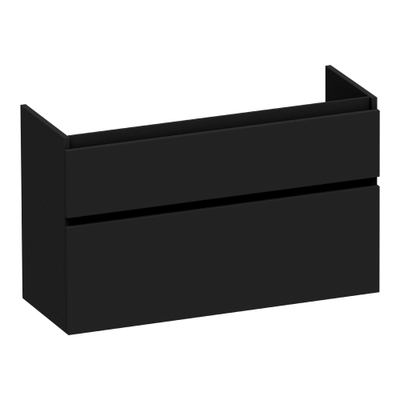 BRAUER Delight wastafelonderkast ondiep - 100x39x60cm - 2 softclose lades - greeploos - 1 sifon uitsparing - mat zwart