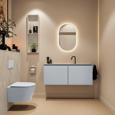 MONDIAZ TURE-DLUX Meuble toilette - 120cm - Clay - EDEN - vasque Opalo - position centrale - 1 trou de robinet