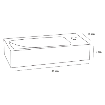 Differnz Doni Lavabo en béton gris foncé 36 x 16 x 8 cm