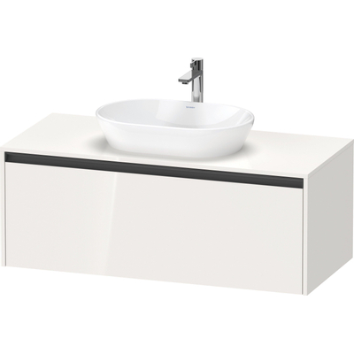 Duravit ketho 2 meuble sous lavabo avec plaque de console avec 1 tiroir 120x55x45.9cm avec poignée anthracite blanc brillant