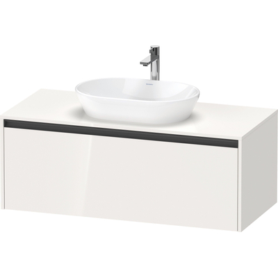 Duravit Ketho.2 Wastafelonderbouwkast - inclusief consoleplaat - met 1 lade - 120x55x45.9cm - met handgreep antraciet - hoogglans wit