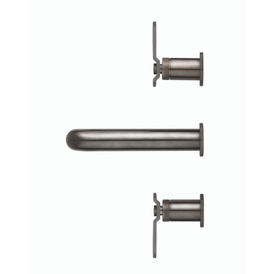 Crosswater Union Robinet de lavabo encastré - avec partie encastrée - 3 trous - mural - chromé noir brossé Poignée