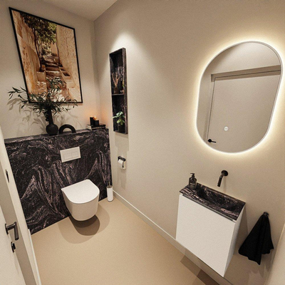 MONDIAZ TURE-DLUX 40cm toiletmeubel Talc. EDEN wastafel Lava positie rechts. Zonder kraangat.