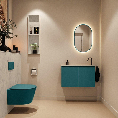 MONDIAZ TURE-DLUX Meuble toilette - 80cm - Smag - EDEN - vasque Opalo - position droite - 1 trou de robinet