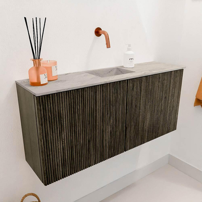 Mondiaz JOYA-DLUX 90cm toiletmeubel - kleur Shadow - Wastafel FAYE positie Midden Zonder kraangat kleur Glace.