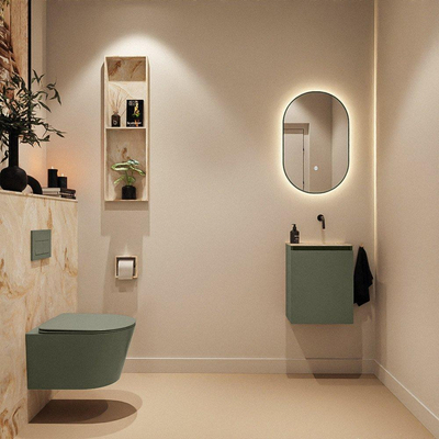 MONDIAZ TURE-DLUX Meuble toilette - 40cm - Army - EDEN - vasque Frappe - position droite - sans trou de robinet