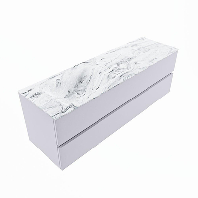 MONDIAZ VICA-DLUX Ensemble de meuble de salle de bains - 150cm - meuble bas cale - 2 tiroirs - lavabo encastré cloud gauche - sans trous de robinet - version haute 60cm - glace