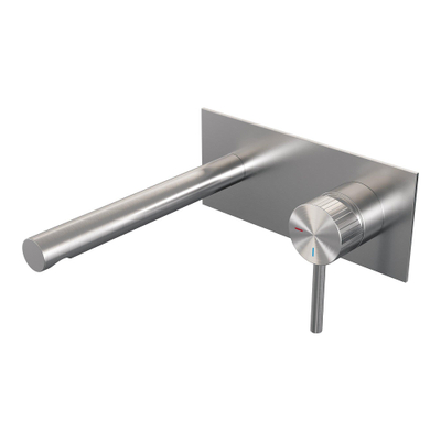 BRAUER Stripe Mitigeur lavabo encastrable - bec droit et plaque de recouvrement modèle A1 - couleur inox brossé PVD