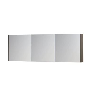 INK SPK1 Spiegelkast - 180x14x60cm - 3 deuren - dubbelzijdige Spiegel - schakelaar en stopcontact - MDF lak taupe mat