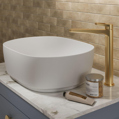 Crosswater Infinity Wastafelblad - 71x45x1cm - marble - marble effect (wit)