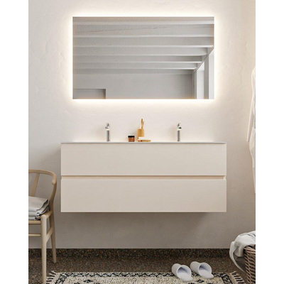 Mondiaz VICA Meuble Linen avec 2 tiroirs 120x50x45cm vasque lavabo Cloud double 2 trous de robinet