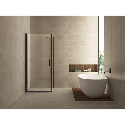 Wiesbaden Salone cabine avec 1 porte battante 1000 x 1000 x 2000 x 8 mm verre clair nano/noir mat